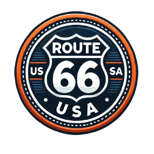 Logo web stránky www.route66usa.sk kde nájdete všetko o ceste Route 66 v USA.